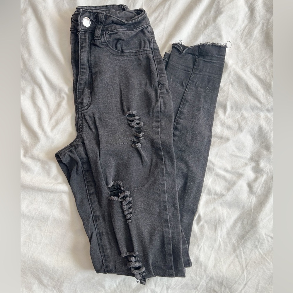 Fashion Nova Black Ripped High Waisted Skinny Jeans